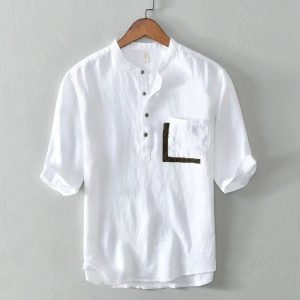 Chinese-style Springsummer New Mens Linen Short-sleeve Shirt