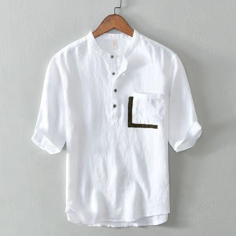 Chinese-style Springsummer New Mens Linen Short-sleeve Shirt