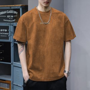 Retro Suede-Feel Short-Sleeve T-Shirt For Men